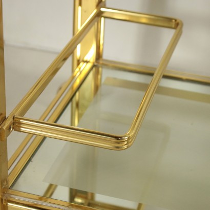 Brass and Glass Service Cart Vintage Italy 1980s