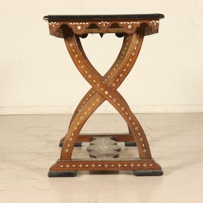 Elegant Petite Table Erable Noyer Ivoire Italie Fin '800