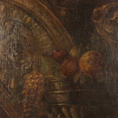 Nature Morte avec Vases Fleurs Fruits et Armes '600 -'700