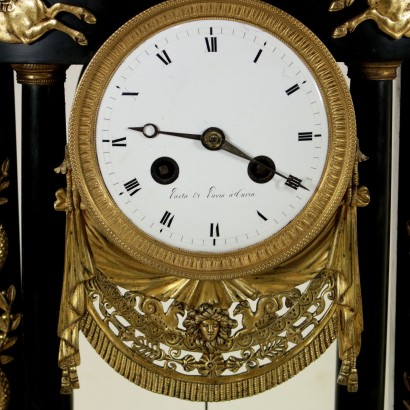 Mantel Clock Pasta e Pavia a Torino Black Marble Italy 1800s