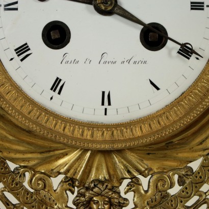 Mantel Clock Pasta e Pavia a Torino Black Marble Italy 1800s