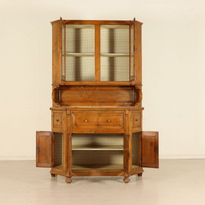 Double Body Cupboard with Shelf Glass Spruce Italy 19th Century