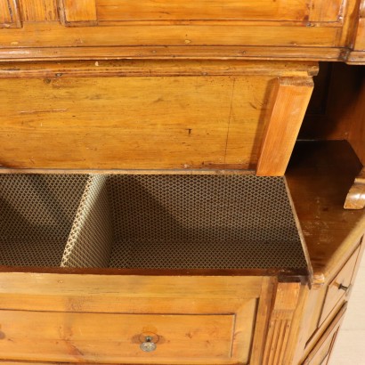 Double Body Cupboard with Shelf Glass Spruce Italy 19th Century