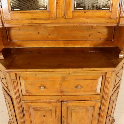 Double Body Cupboard with Shelf Glass Spruce Italy 19th Century