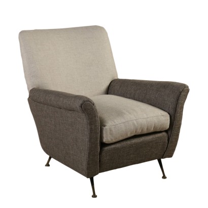 Fauteuil Mousse Tissu Métal Laiton Vintage Italie Années 60