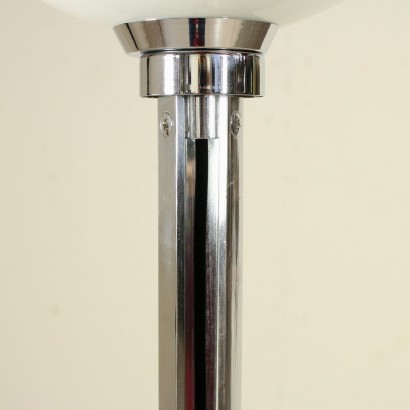 Floor Lamp Chromed Metal Opaline Glass Vintage Italy 1970s-1980s