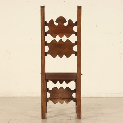 Neo-Renaissance Walnut Chair Manufactured in Italy Late 1800s