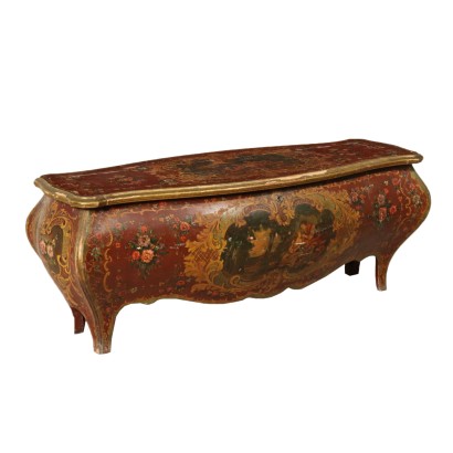 Lacquered and Decorated Storage Bench Italy First Half of 1900s