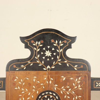 Set of Three Inlaid Chairs Walnut Ivory Inlays Italy 1800s