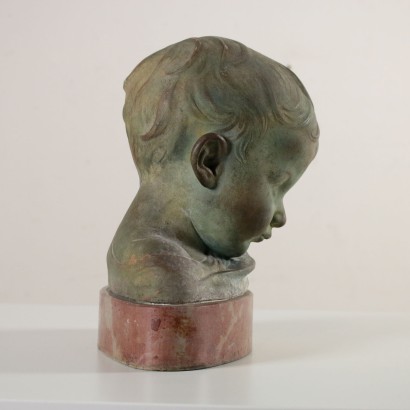 Bust of Child Sculpture Glazed Terracotta Italy First Half of 1900s