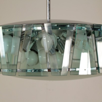 Stilnovo Ceiling Lamp Glass Aluminium Vintage Italy 1960s