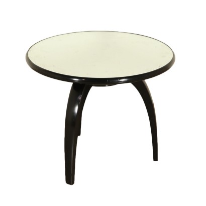 Petite Table Bois Teinté Ebène Verre miroir Italie Années 30-40