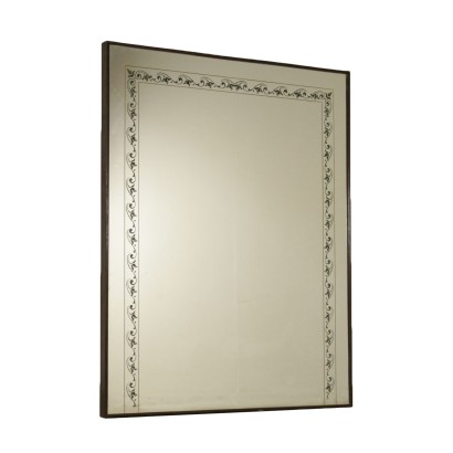 Miroir au Mur Bois Verre miroir Vintage Italie Années 50