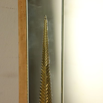 Miroir au Mur avec Consolle Bois Verre Laiton Italie Années 50