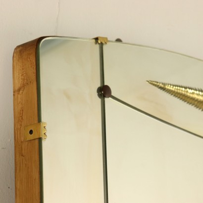 Miroir au Mur avec Consolle Bois Verre Laiton Italie Années 50