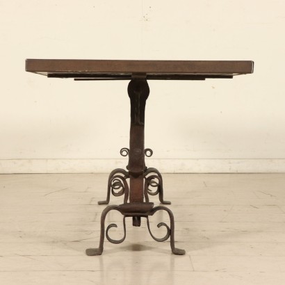 Petite Table Hêtre Fer Fabriqué en Italie XXeme siècle
