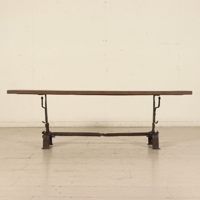 Coffee Table Beech Iron Manufactured in Italy 20th Century