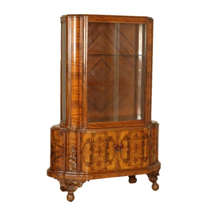 Walnut Serpentine Showcase Italy First Half of 1900s