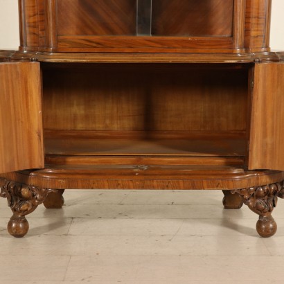 Walnut Serpentine Showcase Italy First Half of 1900s