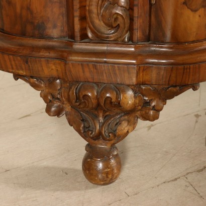 Walnut Serpentine Showcase Italy First Half of 1900s