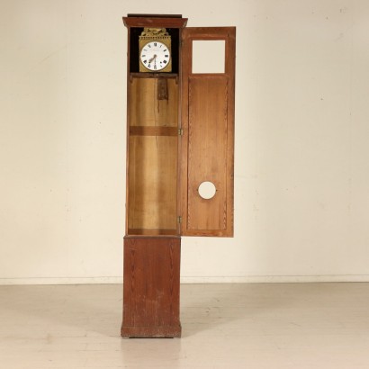 Larch Column Clock with Enamelled Metal Dial Italy 19th Century
