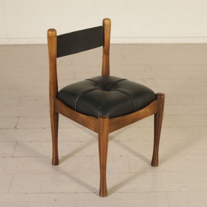 Set of Chairs by Silvio Coppola Beech Leather Vintage Italy 1960s