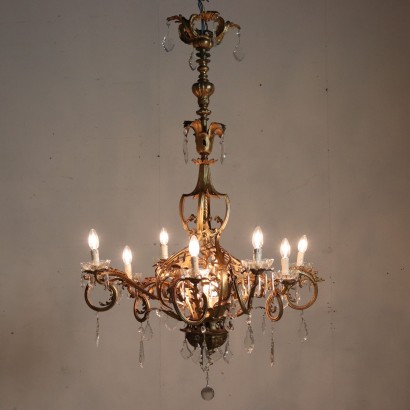 Elegant Bronze Chandelier Manufactured in Italy Early 1800s