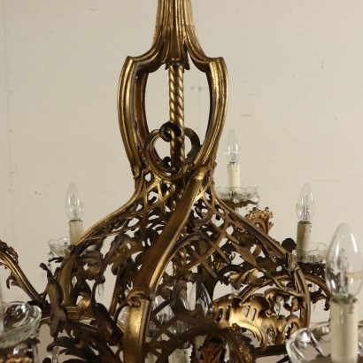Elegant Lustre Bronze forgé Fabriqué en Italie Fin '800- Début '900