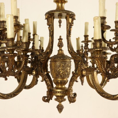 Large Chandelier Treated Bronze Italy First Half of 1900s