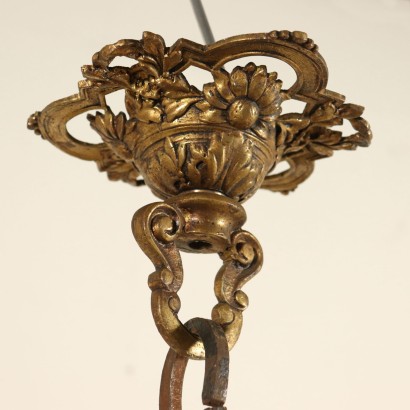 Large Chandelier Treated Bronze Italy First Half of 1900s