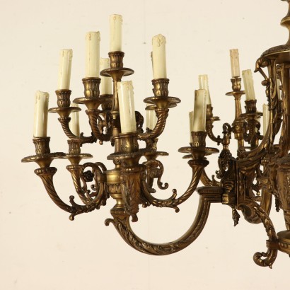 Large Chandelier Treated Bronze Italy First Half of 1900s