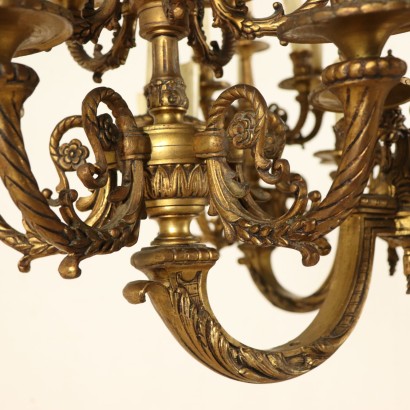 Large Chandelier Treated Bronze Italy First Half of 1900s