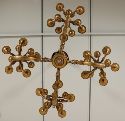 Large Chandelier Treated Bronze Italy First Half of 1900s