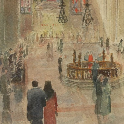 Intérieur de la Cathédrale de Milan Aquarelle Nan Borazzo '900