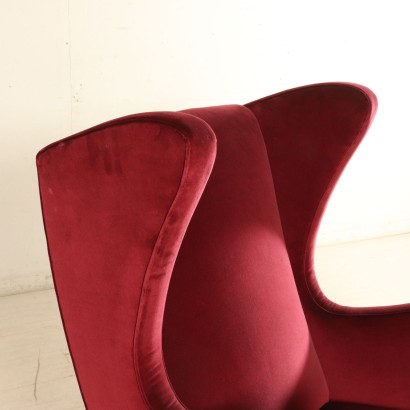 Bergere Armchair Foam Velvet Wood Vintage Italy 1950s