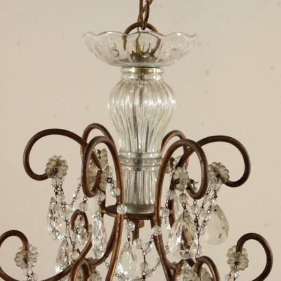 Antique Chandelier Iron Crystal Pendants Italy Late 1800s