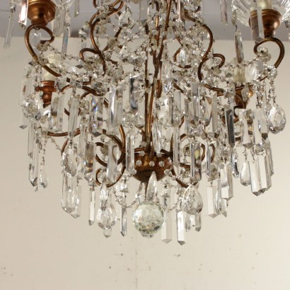 Antique Chandelier Iron Crystal Pendants Italy Late 1800s