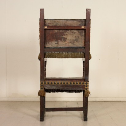 Large Walnut Highchair Leather Italy First Half of 1700s