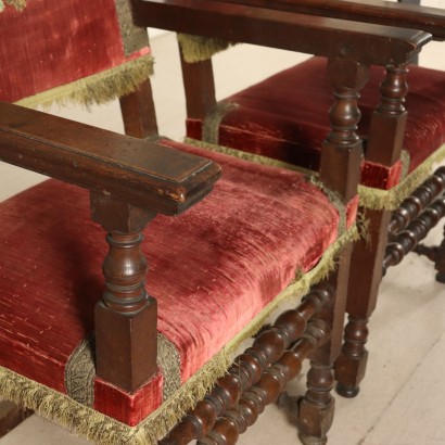 Pair of Walnut Highchairs Manufactured in Italy Early 1700s