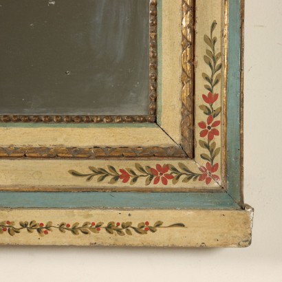 Lacquered Gilded Mantelpiece Mirror Italy Late 1700s