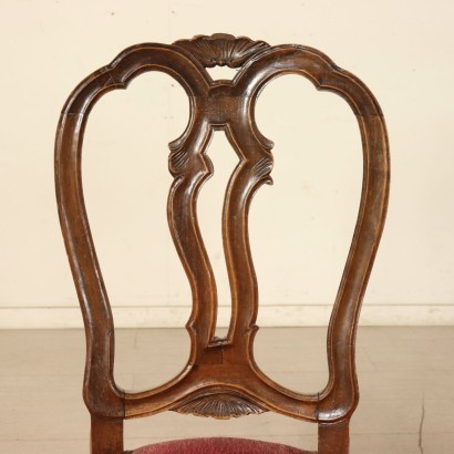 Set of Six Walnut Chairs Italy First Half of 1900s