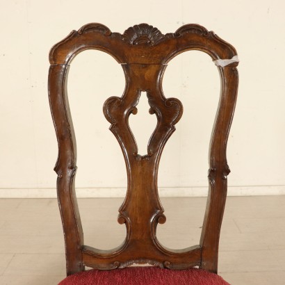 Set of Six Walnut Chairs Italy First Half of 1900s