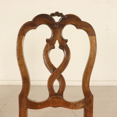 Set of Six Walnut Chairs Italy First Half of 1900s