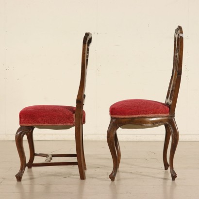 Set of Six Walnut Chairs Italy First Half of 1900s