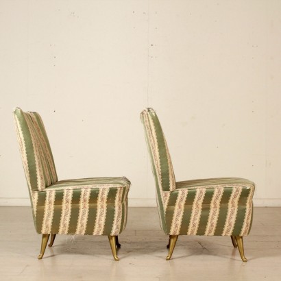 Pair of Armchairs for Isa Vegetable Hair Vintage Italy 1950s-1960s