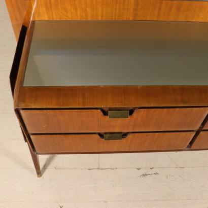 Chest of Drawers with Mirror Mahogany Veneer Vintage Italy 1950s