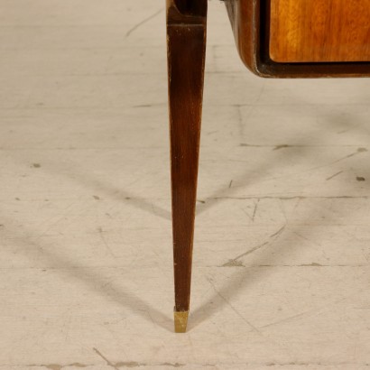 Pair of Nightstands Mahogany Veneer Brass Glass Vintage Italy 1950s