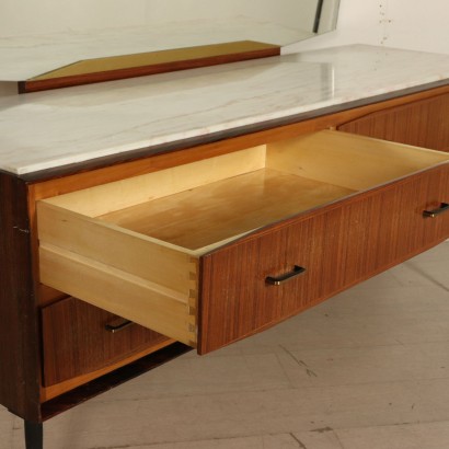 Buffet with Mirror Rosewood Veneer Marble Vintage Italy 1960s