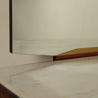 Buffet with Mirror Rosewood Veneer Marble Vintage Italy 1960s