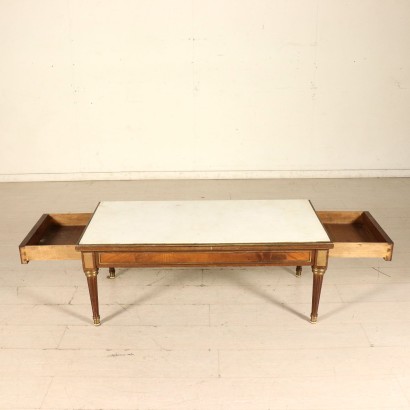 Revival Coffee Table Mahogany Marble Italy Early 1900s